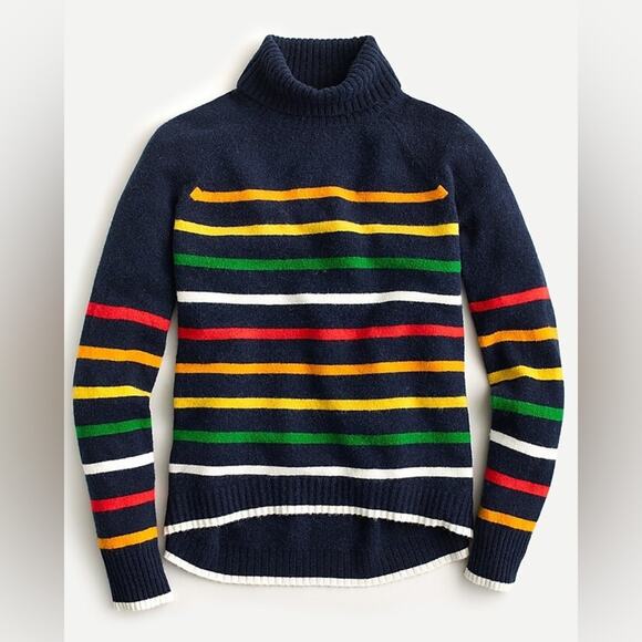 J. Crew Sweaters - J. Crew Women’s Turtleneck sweater in multistriped Supersoft yarn Size Medium